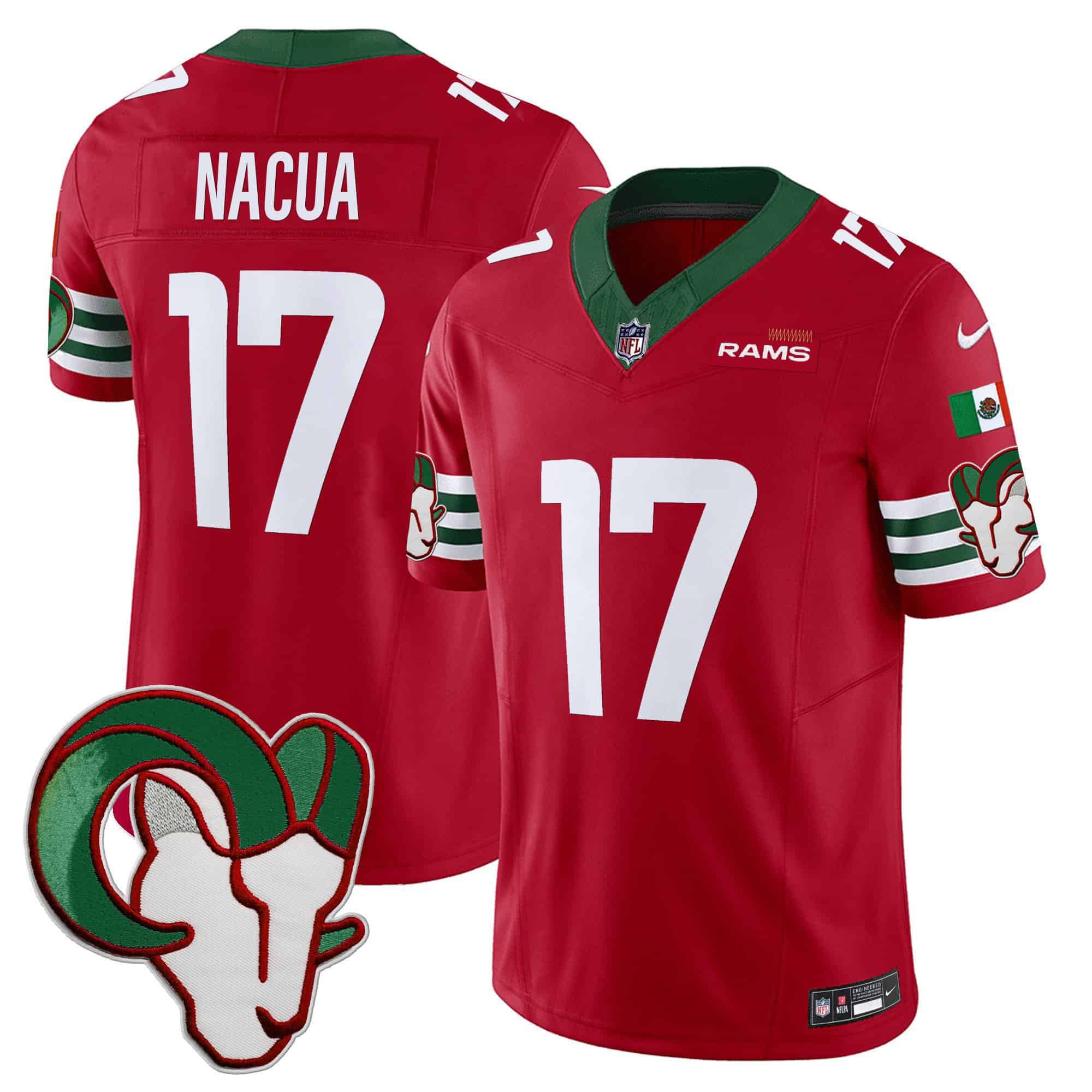 Men Los Angeles Rams #17 Nacua Red 2024 Nike Mexico Vapor Limited NFL Jersey style 1->indianapolis colts->NFL Jersey